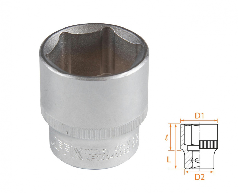 Головка торцевая стандартная шестигранная 1/2", 32 мм AFFIX AF00040032