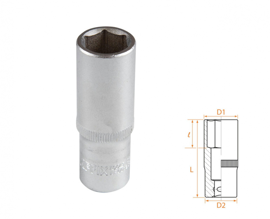 Головка торцевая глубокая шестигранная 3/8", 15 мм AFFIX AF00130015