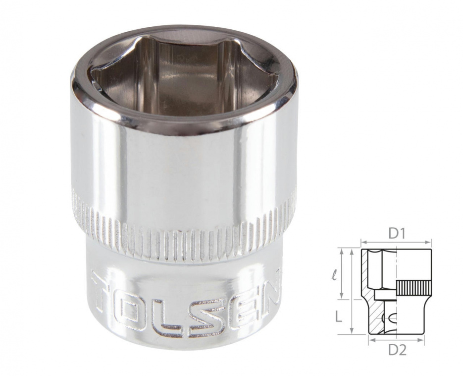 Головка торцевая стандартная шестигранная 3/8", 16 мм TOLSEN TT16316