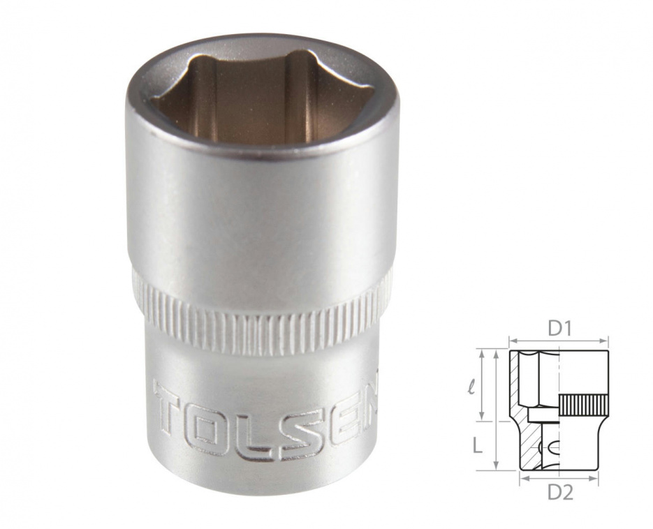 Головка торцевая стандартная шестигранная 1/2", 21 мм TOLSEN TT16521