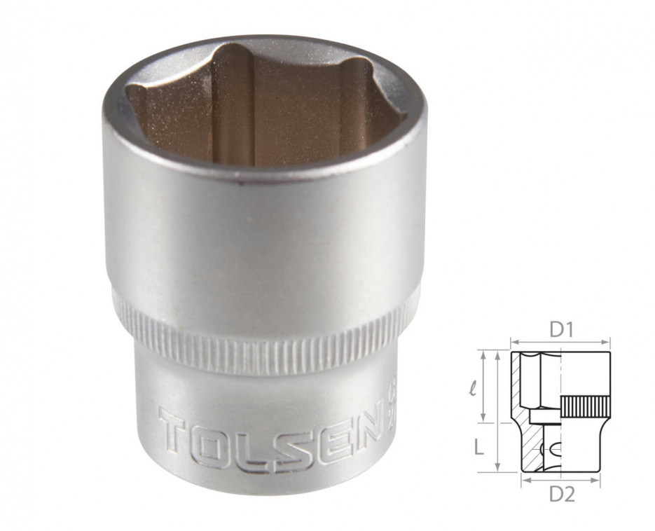 Головка торцевая стандартная шестигранная 1/2", 27 мм TOLSEN TT16527